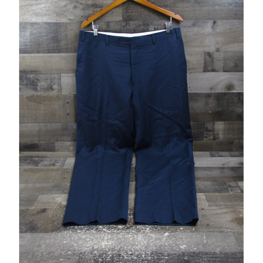 Canali Dress Pants Mens 36‎ Blue Microcheck Flat Front Wool Italy 78012